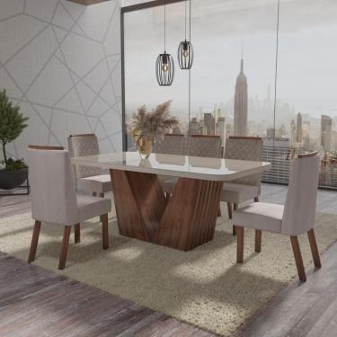Imagem de Sala de Jantar 180X90 Fenix Amêndoa Bom Pastor 6 Cadeiras