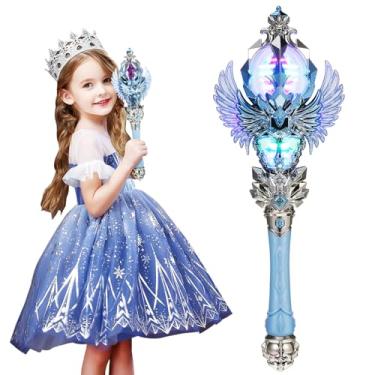 Imagem de Toyvian Varinha De Floco De Neve Iluminada: Varinha De Fada Com Leds E Som De 3 A 7 Anos - Lembrancinhas De Cosplay De Halloween Adereço De Aniversário Azul
