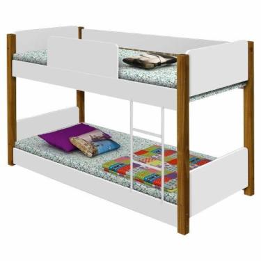 Imagem de Beliche Infantil com Escada Branco e Mel - CASA H