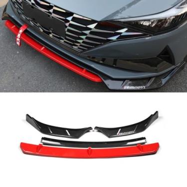 Imagem de Capa de para-choque dianteiro de carro Spoiler para Elantra 2021 7ª geração Tunning Part Body Kit Acessórios de carro (aparência de fibra de carbono vermelho)