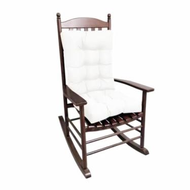 Imagem de psmacra Almofada para cadeira de balanço, conjunto de almofadas espessas para assento e cadeira traseira, almofadas de cadeira de pátio espessas macias para ambientes internos/externos (off-white)