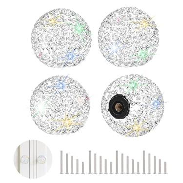 Imagem de Puxador de armário com puxador de cristal da Savori, gaveta de armário, maçanetas de porta com puxador redondo com parafusos para cozinha doméstica, escritório, 4 peças, White