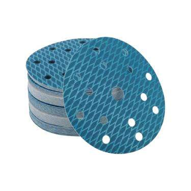 Imagem de VekAuto 50 discos de lixa, lixa universal de 15 furos 60/80/120/180/320 de gramatura de gancho e laço universal para metal, reparo automotivo durabilidade e flexibilidade, papel de óxido de alumínio