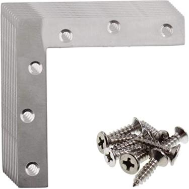 Imagem de Ulifestar placa de suporte de reparo de reparo, suporte de canto plano em forma de l de aço inoxidável para madeira, suporte de união de fixação de metal para prateleiras, móveis e armário (