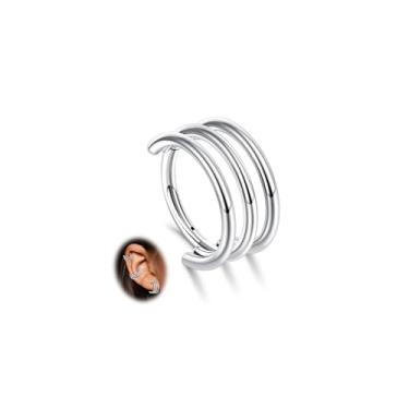 Imagem de Beautidots G23 titânio 1 peça piercing concha cartilagem brincos 16G CZ duplo/triplo argola tragus daith helix brincos para mulheres clicker septo anéis 8 mm 10 mm 12 mm, 16G-10MM, Titânio, Sem Pedra