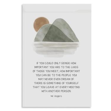 Imagem de BFXLMKI Citação de Mr Rogers, presente de assistente social, arte de parede inspiradora, pôster motivacional, decoração de escritório terapeuta, sala de aula escolar, verde floresta estilo sem moldura