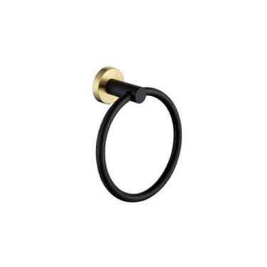 Imagem de Acessórios para banheiro preto/dourado - Toalheiro com suporte para papel de seda | Conjunto de 3 peças para montagem em parede, porta-toalhas 1