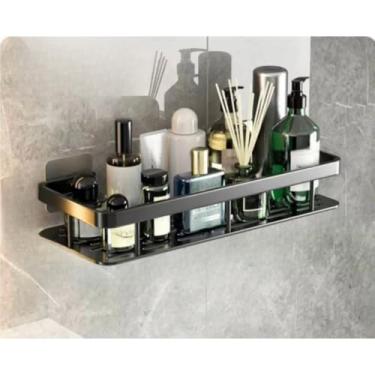 Imagem de Suporte Porta Shampoo Sabonete Banheiro Adesivo Parede Prateleira para banheiro(Preto (1 unidade))
