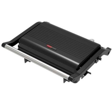 Imagem de Grill Sanduicheira Elétrica Potente 1000W Antiaderente Luz indicativa Alça segura (PRETO)