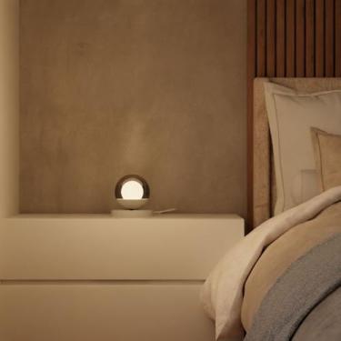 Imagem de Abajur Luminaria De Mesa Decorativa Quarto Dormitorio Casal Cabeceira Cama Lampada Inlcuso (Branco Globo Fume)