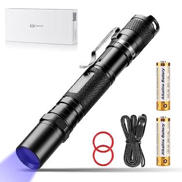 Imagem de LIGHTFE Lanterna UV de luz preta 365 nm UV301D-Plus Vision com luz UV SSC LED, potência máxima de saída de 3000 mW, lente de filtro preto, 2 pilhas AA para cura de cola UV, detector de rochas e