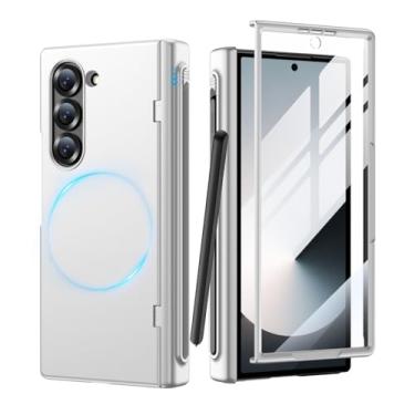 Imagem de MAKAVO Capa para Samsung Galaxy Z Fold 6 com suporte para S Pen, protetor de tela frontal, proteção de dobradiça, compatível com MagSafe, capa magnética para celular Fold6 Slim com proteção de corpo