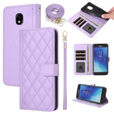 Imagem de Furiet Capa carteira para Samsung Galaxy J3 Orbit J 3 Star 2018 3J Achieve com alça de ombro, vários compartimentos para cartões, capa de telefone com suporte para J3V V 3ª geração SM J337A J337V J337