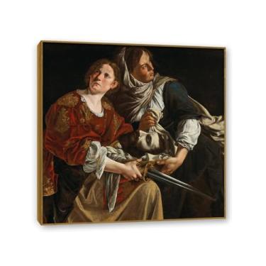 Imagem de SDYJ6GSW Arte de parede em tela Artemisia Gentileschi Judith with the Head Holofernes pôster famosa pintura em tela impressão de imagem sala de estar paredes decoração casas 30x30 cm (30.5x30.5 cm