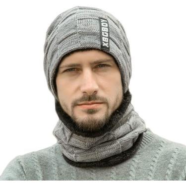 Imagem de Kit Touca Boina Gorro Cachecol Gola Beanie Forrada Lã Inverno Frio Uni