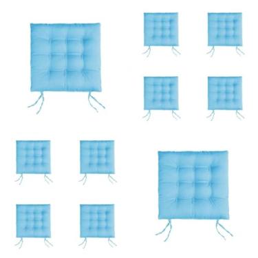Imagem de Kit Com 10 Almofadas Para Cadeiras Assento Futon De Cadeira 40x40 Cm(Azul Celeste)