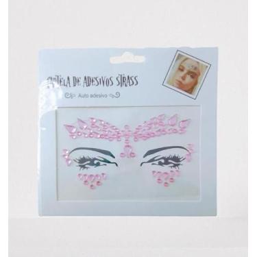 Imagem de Adesivo Para o Rosto Strass Rosa Claro Cristal "Modelo 24" Festas Carn