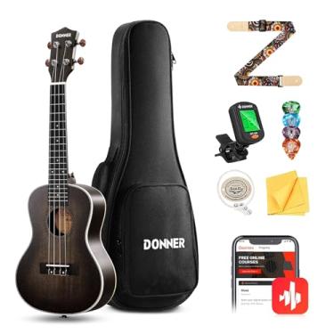 Imagem de Donner Ukelele de mogno profissional de 58 cm para ukelele adulto iniciante criança Ukelele com lição on-line Aquila String Pick Tuner Strap Cloth DUC-200D Dark