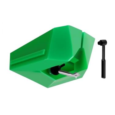 Imagem de Agulha de substituição para toca-discos AT-VMN95E, caneta giratória JUKFITA compatível com AT-LP120X, AT-LP120X-USB, inclui 1 escova de limpeza