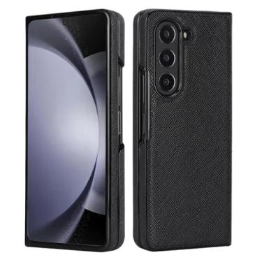 Imagem de Capa para Galaxy Z Fold6 em couro granulado rígido, à prova de choque e proteção contra quedas (para Galaxy Z Fold6/preto)