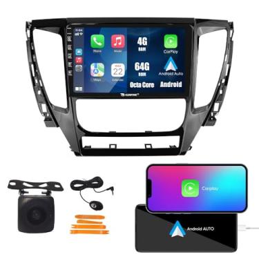 Imagem de Rádio Android CarPlay e Android Auto Autoradio Navegação veicular estéreo reprodutor multimídia GPS Touchscreen RDS DSP WiFi substituição para Mitsubishi Pajero Montero Sport 16-19, se aplicável