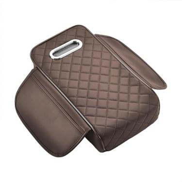 Imagem de Mqetly Almofada Genérica para Apoio de Braço de Carro, Almofada para Console Central, Caixa de Lenços, Almofada de Couro PU à Prova D'água para Apoio de, Marrom, Tamanho real