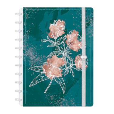 Imagem de Caderno De Disco Iscool Inteligente Soft Breath Teal Line Flower G