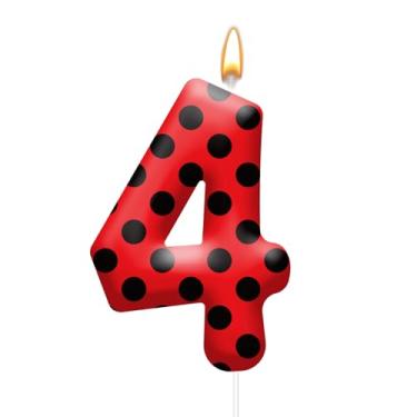 Imagem de Velas de aniversário com tema joaninha – Velas decorativas de bolinhas vermelhas e pretas para festas temáticas de joaninha, chás de bebê, bolos de aniversário e celebrações inspiradas em joaninhas