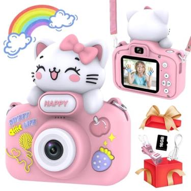 Imagem de Saneen Câmera Digital Infantil Para Meninas De 3 A 8 Anos, Vídeo Com Capa Protetora Silicone, Presentes Aniversário Crianças 3, 4, 5, 6, 7 E Cartão Sd 16 Gb