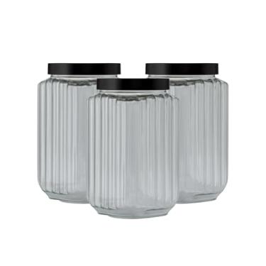 Imagem de Kit 3 Potes Plástico Fileto 2,5LT Cozinha Porta Mantimentos Biscoitos Produtos de Limpeza Premium (Fumê)