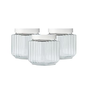 Imagem de Kit 3 Potes Plastico 1 Litro Organizador Cozinha Fileto Premium Porta Mantimentos (Branco)