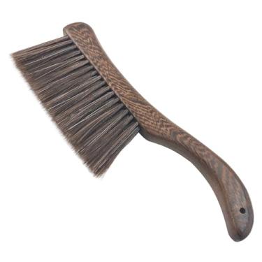 Imagem de Escova de vassoura manual, cabo de madeira, escova de limpeza de cerdas macias, escovas de banco com cerdas para móveis, cama, carro, banco, limpeza de fendas, sofá, lareira, roupas (alça curva)