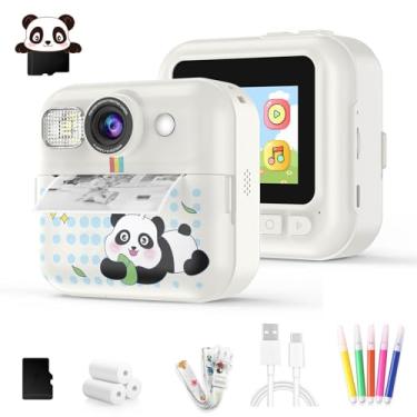 Imagem de Impressão instantânea de câmera infantil, presentes de aniversário de Natal para meninas de 3 a 10 anos, brinquedo para 3, 4, 5, 6, 7, 8, 9, meninas de 10 anos com 3 rolos de papel fotográfico (branco