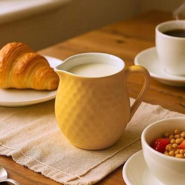 Imagem de Jarra Leiteira Cremeira Porcelana Rattan 260ml Bege Elegante - Hauskra