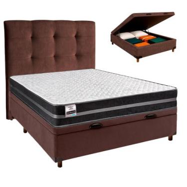 Imagem de Cama Box Bau + Colchão Casal Molas Ultralastic Bogota Inducol + Cabece