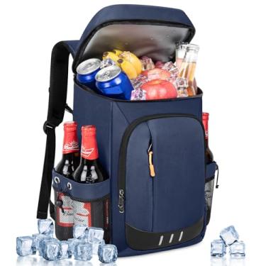 Imagem de Mochila térmica – 40 latas isolada à prova de vazamento, refrigeradora, portátil, piquenique, acampamento, praia, caminhadas, churrasco, bolsa térmica para homens e mulheres - azul