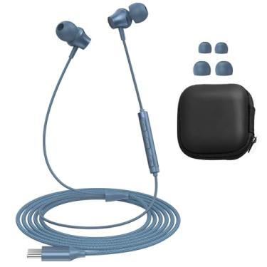 Imagem de Lvwacun Fones de ouvido com fio, porta USB C, cabo trançado com microfone integrado e controle remoto de volume, compatível com iPhone 16, iPad Galaxy, Android e a maioria dos dispositivos USB tipo C,