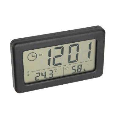 Imagem de KIMISS Relógio Digital Com Temperatura e Exibição de Umidade - Relógio Eletrônico Portátil de Desktop Com Suporte Traseiro e Orifícios de Pendura de Parede