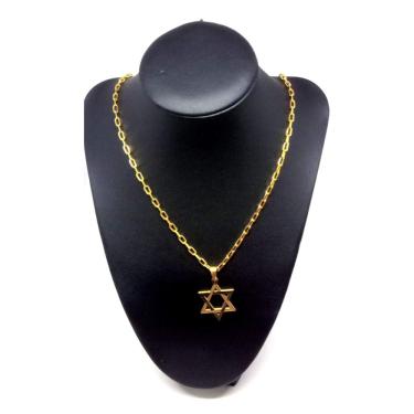 Imagem de Cordão Corrente Elo Cartier Banhada Ouro 18K Estrela De Davi