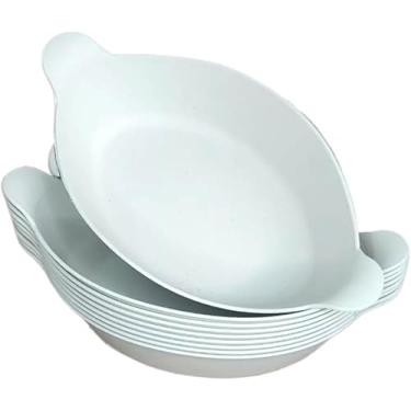 Imagem de Conjunto de 10 Petisqueiras Canoa Brancas, 600ml, para Petiscos, Churrasco e Festas