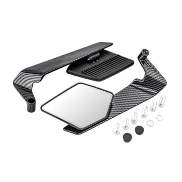 Imagem de UGPLM Espelhos retrovisores genéricos para motocicletas, universais, modernos, instalação rápida, amplo ângulo de visão, Preto Cinza