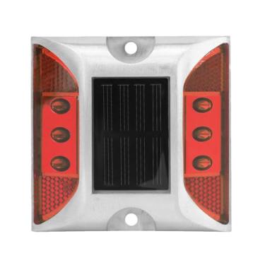 Imagem de TOPINCN Luzes de Pico Moídas Movidas a Energia Solar, Lâmpadas de Marcador de Entrada de Automóveis LED, Iluminação de Caminhos Externos, Dispositivos de Brilho de Rodo (Vermelho)