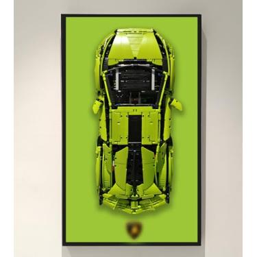 Imagem de WETCEAOM Painel De Exposição Para Lego Technic Lamborghini Sián Fkp 37 42115, Compatível Com Carros, Ideias Presente Entusiastas Moldura Parede Carro, 19,7 X 31,5 Pol., Apenas