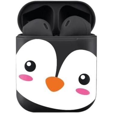 Imagem de Fone sem fio pinguim preto estereo earbuds case carregador bluetooth l