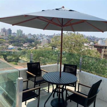 Imagem de Jogo de Mesa 90cm Ripada 6 Cadeiras Aluminio Corda Náutica + Guarda So