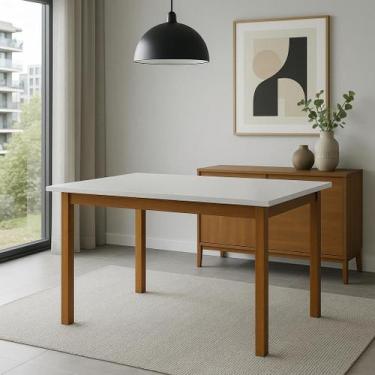 Imagem de Mesa de Jantar Elisa Base Madeira Maciça Ideal para Apartamento 1,20 X