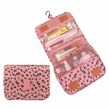 Imagem de Necessaire Em Nylon Organizadora Higiene Para Viagem Onça Rosa