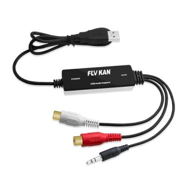 Imagem de Placa de captura de áudio FLY KAN USB 2.0 para Windows 10/8.1/8/7 e Mac OS 10.14 - Grabber de áudio para fitas cassete de vinil para conversor de mp3