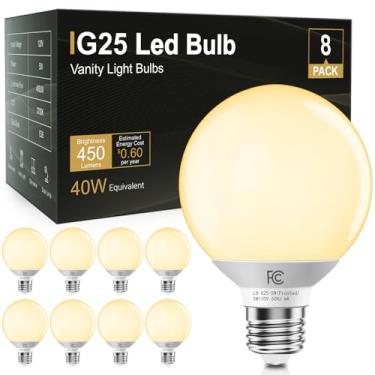 Imagem de TJOY Lâmpadas Globo LED G25, Lâmpada Vanity para Banheiro Equivalente a 40W, Base E26 Branca Quente Suave 2700K, Lâmpada Decorativa Redonda para Espelho de Maquiagem, CRI85+, 450LM, Não Regulável, UL