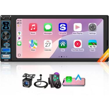 Imagem de Rádio estéreo para carro Oeretzrac Single DIN com CarPlay sem fio